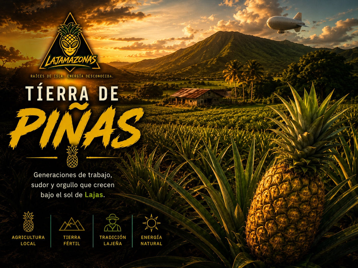 Ilustración artística Tierra de Piñas sobre la tradición agrícola de Lajas Puerto Rico